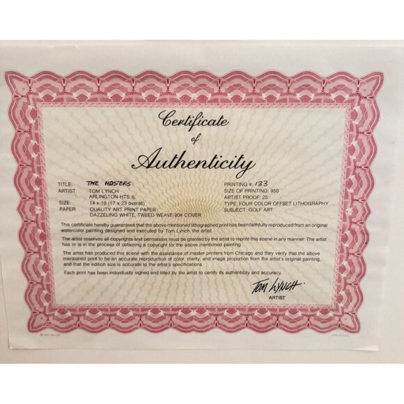 The Masters by Tom Lynch Signed 30" X 25" Lithograph 133/950 Framed COA - Picture 3 of 8